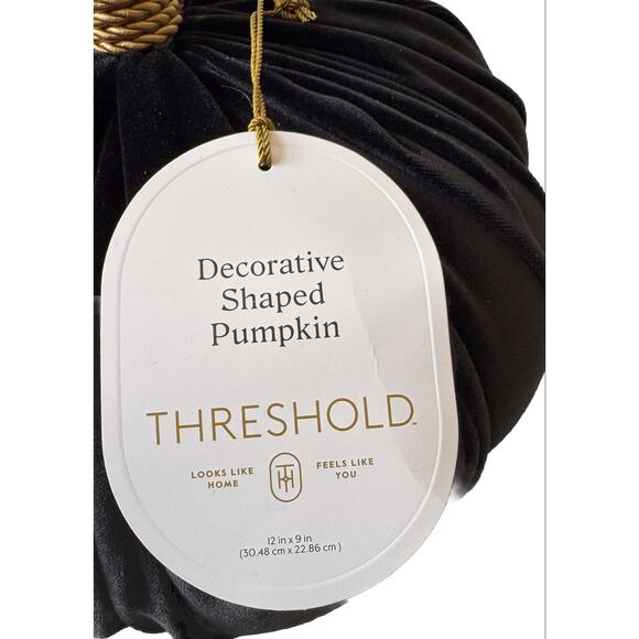 Threshold Pumpkin Shaped Black Velvet Throw Pillow New - Picture 5 of 5